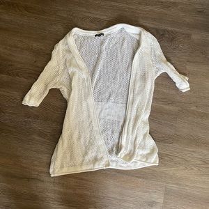 Hannah Mesh White Cardigan Womens Mesh Cardigan Lightweight Short Sleeve Crochet